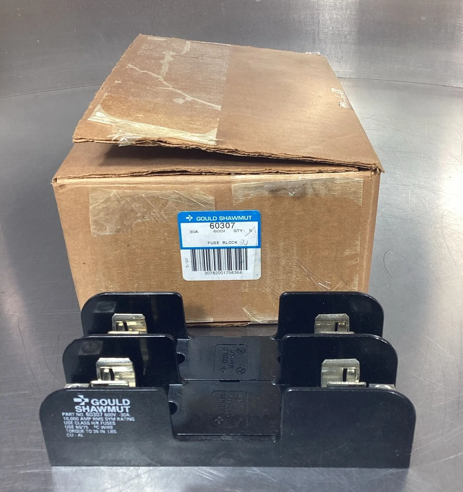 Gould 60307 Shawmut 2 Pole Fuse Holder 600V 30A Class H/K Fuses 4D-27