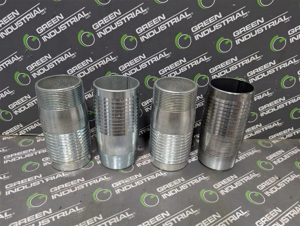 Lot of 4 Unbranded 2" Male NPT to 2" Barbed Fittings 5" Long Surplus