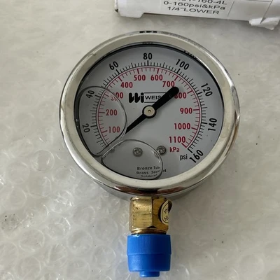 (4) Weiss Instrument LF251-160-4L 2 1/2" Dial, Liquid Filled, 1/4" Npt Bottom,