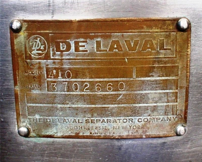 De Laval 410 cold milk separator, CS/SS bowl liner.