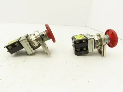 Rees 50703N0 Red Flat Emergency Push/Pull Button w/Padlock 30mm Lot of 2