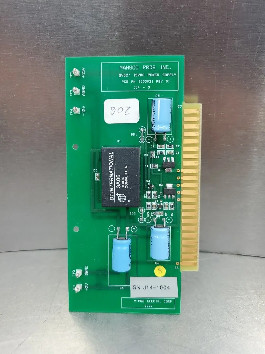 Mansco 3153021 Rev. 01 Power Supply Circuit Board. 3E-8