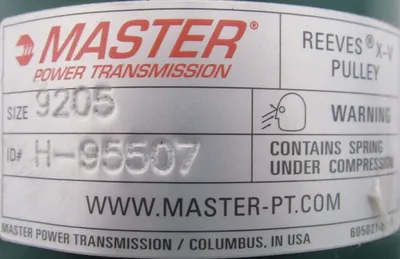NEW REEVES MASTER H-95507 PULLEY 7/8" BORE 9205 H95507