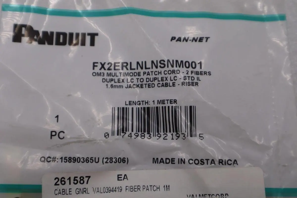 Panduit FX2ERLNLNSNM001 Fiber Patch Cord: Multi-Mode STOCK H1648A