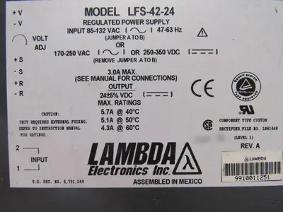 Lambda LFS-42-24 Regulated AC to DC Power Supply 85-132VAC Input