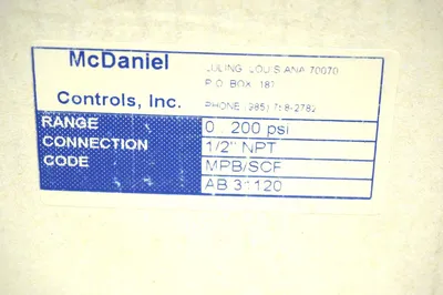 NEW MCDANIEL CONTROLS MPB-SCF GAUGE MPBSCF