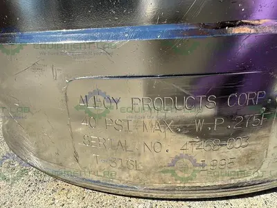 USED ALLOY PRODUCTS 10 LITER STAINLESS STEEL PROCESS / PRESSURE VESSEL 40 PSI
