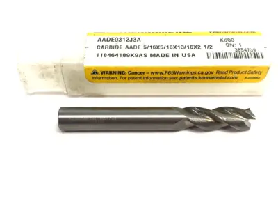 3854739 | Kennametal  KenCut™ Square End Mill 3 Flutes Plain Shank AADE0312J3A - New – Open box