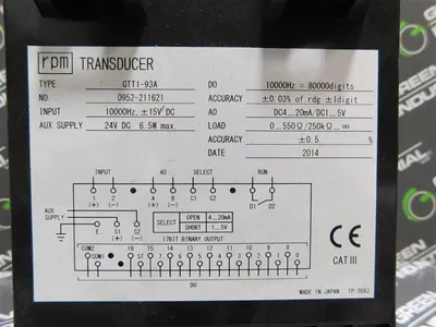 Daiichi GTT1-93A Transducer AO DC4...20mA/DC1...5V Input 10000Hz, ±15V DC