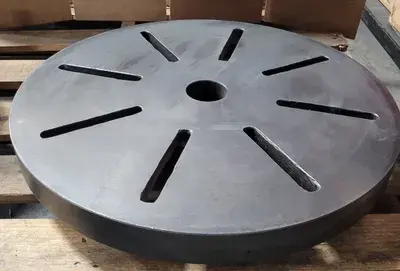 D1-6 LATHE FACE PLATE – 22” OVERALL DIAMETER, 2-1/2” THROUGH HOLE, D1-6 MOUNT, 6 PINS