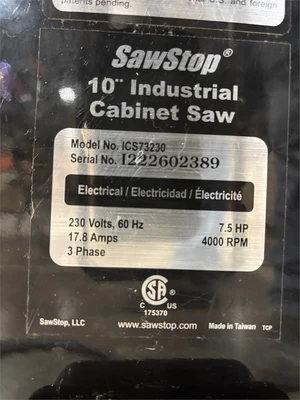 Used SAWSTOP ICS73230 Woodworking Table Saws Texas US | MachineryMax #1488276