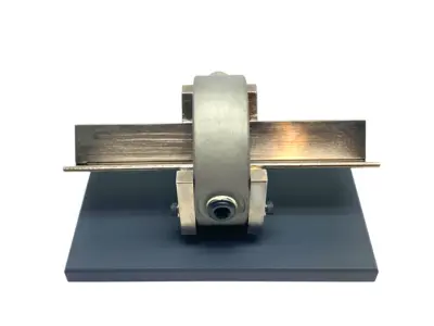 USED MAHR DIMENSIONAIR 2-JET AIR RING GAUGE W/ GUIDE CHUTES & BASE PLATE