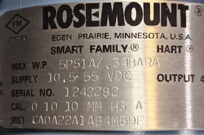 Rosemount CA0A22A1ABM5DF Pressure Transmitter (BIN455)