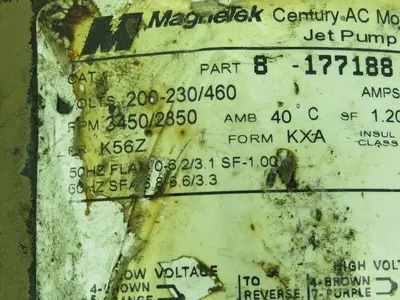 Magnetek 8-177188-02 AC Motor 2.0HP 3PH K56Z Frame 3450/2850RPM 5/8" Shaft