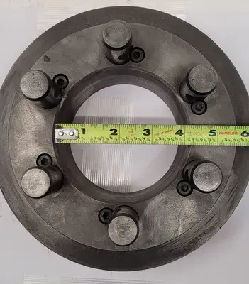 D1-6 LATHE CHUCK BACK PLATE, 6 PINS, 8.5" DIAMETER, 4" THROUGH HOLE ID