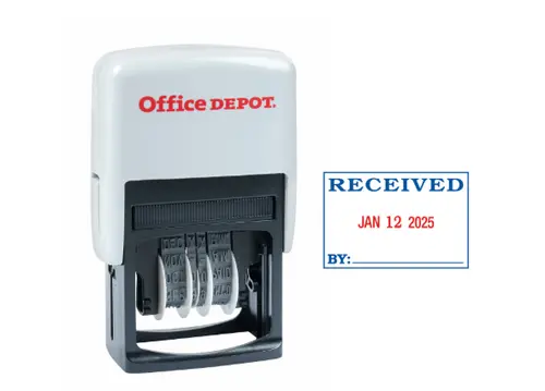 Office Depot Received Date Stamp Dater, Self-Inking With Extra Pad