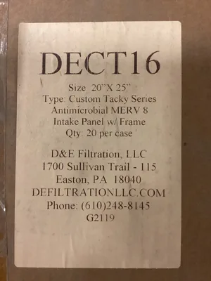 D&E Filtration DECT16 20″ X 25″ Spray Booth Intake Panel Filter -NIB of 20