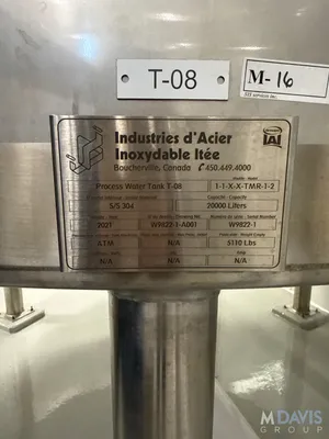 USED 2021 INDUSTRIES D'ACIER INOXYDABLE ITEE 5,200 GALLON