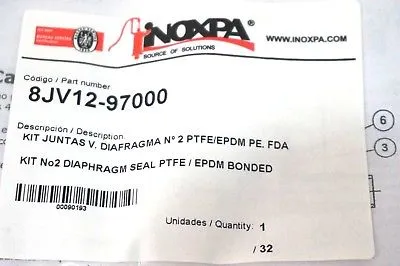 NEW INOXPA 8JV12-97000 DIAPHRAGM SEAL KIT 8JV1297000