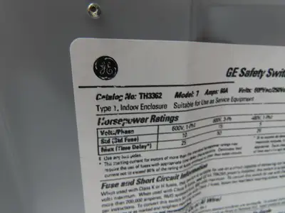 General Electric TH3362 GE Safety Disconnect Switch Fused 60A 600VAC Lot of 2