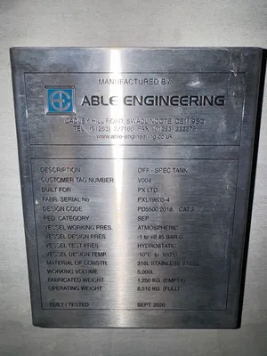 Used 2020 Able Engineering 5,000 LITRE Stainless Steel Tanks GB | Perry Equipment #1464126