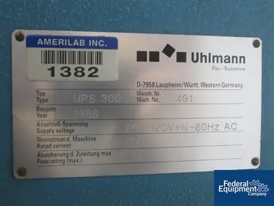 USED Uhlmann Uhlmann Blister Packaging Machine, Model UPS300