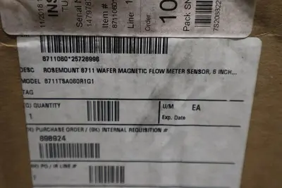 EMERSON 8711TSA060R1G1 WATER MAGNETIC FLOW METER SENSOR 6" - STOCK GF277