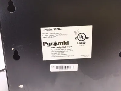 Pyramid 3700 Time Recording Equipment Heavy-Duty Time Clock 18VAC 60Hz 19W