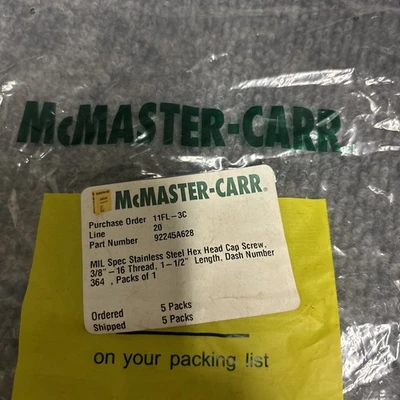 New | in-Stock McMaster-Carr ["92245A628", "MS35307-364D"] Misc Fasteners California US | Davliegogo LLC #1710270
