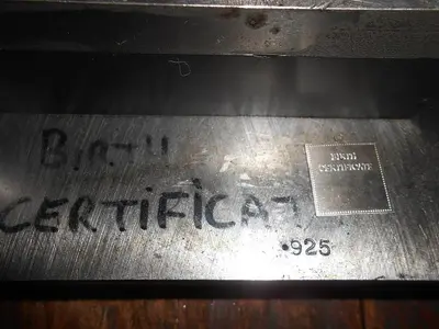 7399-390 Die Set Makes a SquarePendant with “Birth Certificate” Stamp
