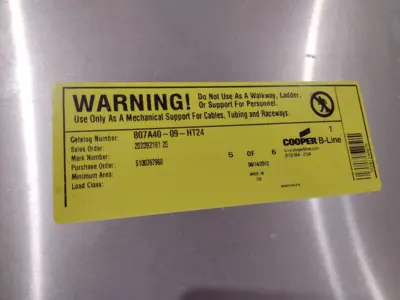 USED COOPER B-LINE ALUMINUM CABLE TRAY HORIZONTAL TEE COVER