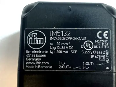 IM5132 | IFM  Inductive Sensor 20mm PNP Complementary M12 IP67 - New – Open box