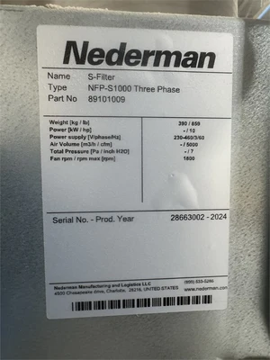Used 2024 NEDERMAN "NFP-S1000" Dust Collectors Texas US | MachineryMax #1488355