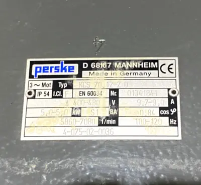 USED PERSKE 3-PHASE MOTOR 5860-7080RPM 400-480V