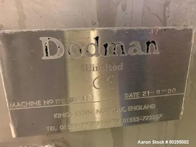 Used Dodman Ltd. Model DST 010 Rotary Drum Blanching System