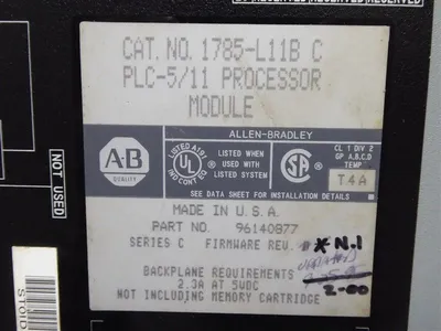 Allen Bradley 1785-L11B/C PLC-5/11 Processor Module F/W Rev. N.1 Used