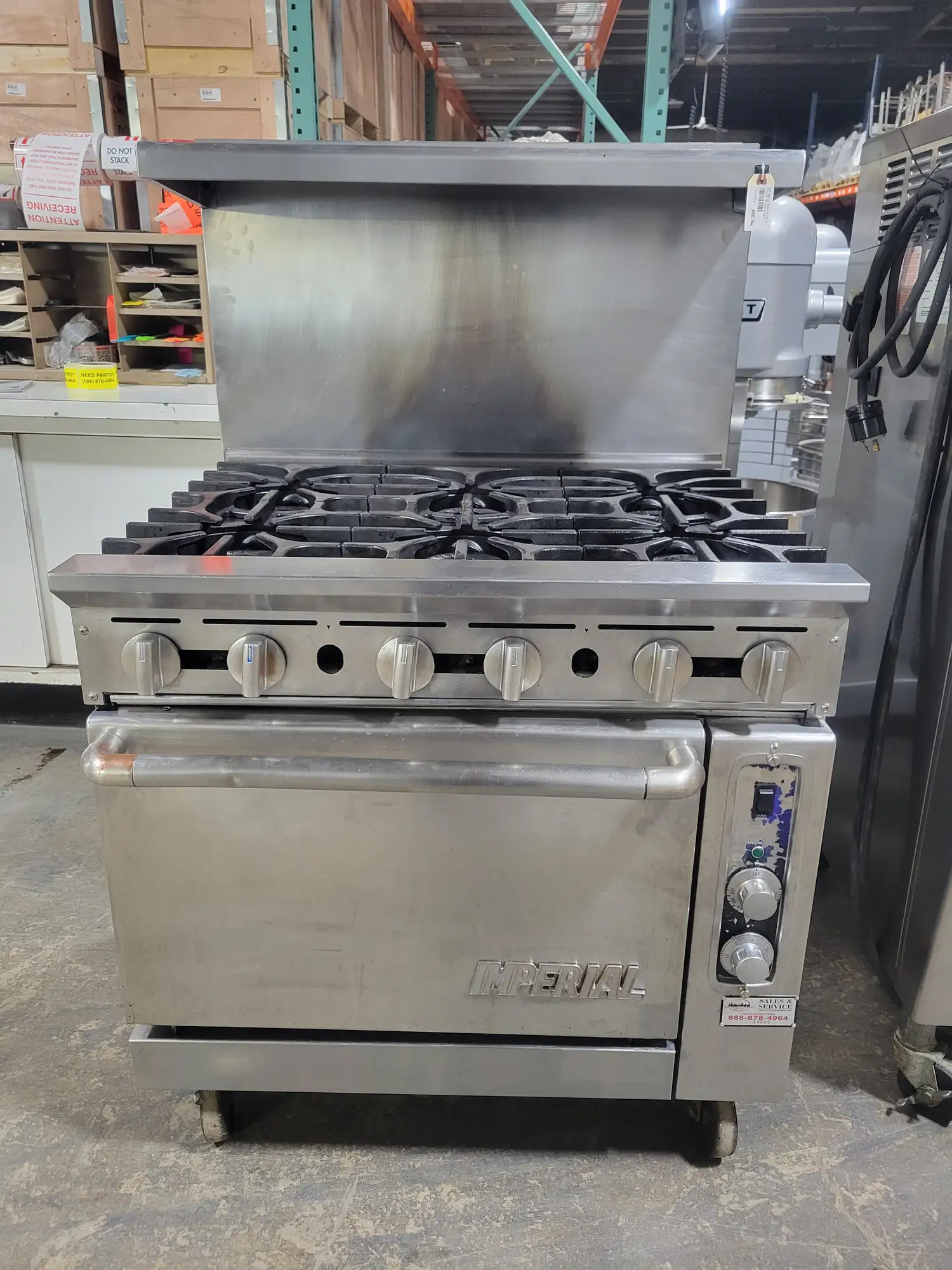 Used Imperial Range IR-6-C NG 36" Natural Gas 6 Burner Range, W/ Convection Oven