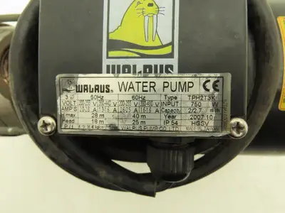Walrus TPH2T3K Water Pump Motor 1Hp 3Ph 80' Head