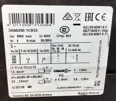 Used Siemens 3RA6250-1CB33 Motor Controllers South Carolina US | Palmetto Automation #1158112