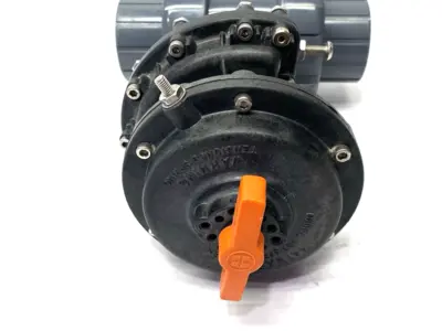 USED HAYWARD 1-1/2" TRUE UNION BALL VALVE PVC, VITON W/ SR3 SPRING RETURN ACTU