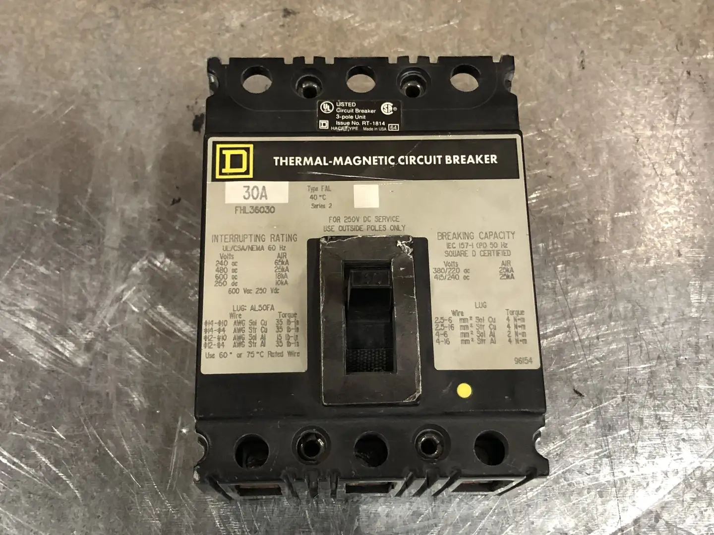 USED SQUARE D FHL36030