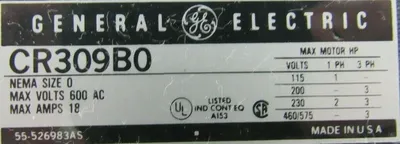 NEW GENERAL ELECTRIC CR309B004 REVERSING STARTER SIZE 0