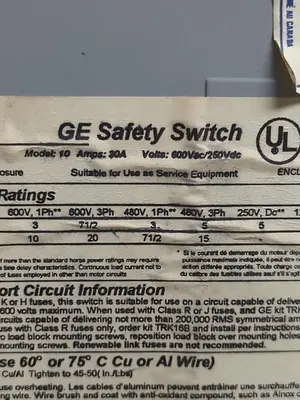 Used GE TH3361R Miscellaneous Equipment (Electrical & Power) Ohio US | Surplus Asset Holdings #1237688