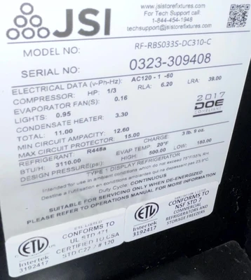 72-0460 JSI RF-RBS033S-DC-310-C Slanted Produce Case