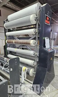 USED 2021 TAIAN ZHANHONG WOODWORKING MACHINERY CO. LTD. TM 3000H USED MEMBRANE PRESS WITH MULTI-ROLL PVC FOIL DISPENSER