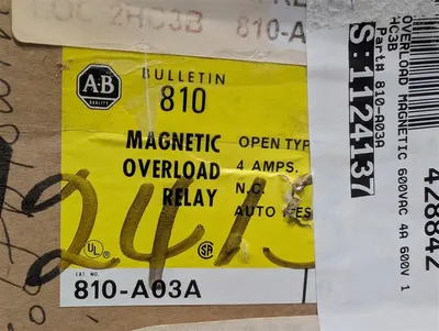 Allen Bradley 810-A03A Magnetic Overload / Inverse Time Relay Series B New NIB