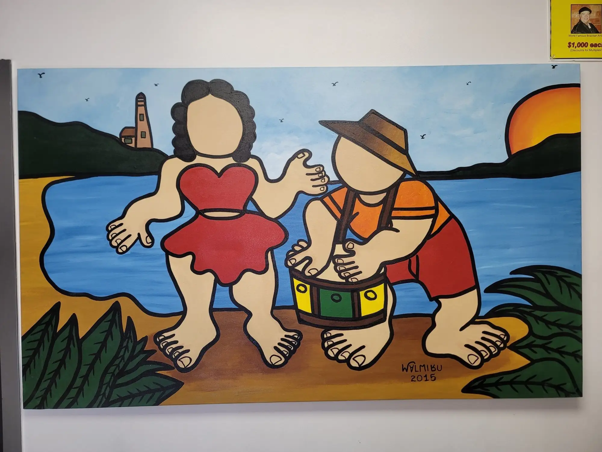 New | in-Stock FalconRestaurantSupply New Walmiru Original Faceless Painting on Canvas - Drum Dancing 36" x 60" Estate & Personal Property Illinois US | Falcon Restaurant Supply #1376716