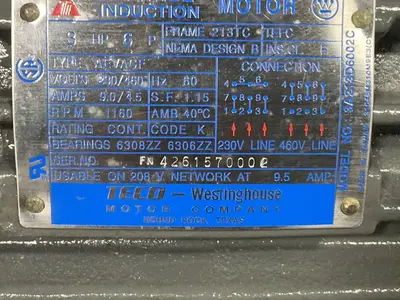 Used TECOWESTINGHOUSE 3A213D6002C Motors (misc) Ohio US | HGR 24 #1503648