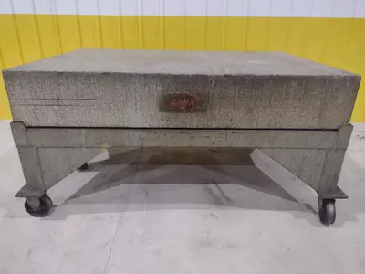 72" X 48" X 12" RAHN GRANITE SURFACE PLATE ON TABLE W/ CASTERS : STOCK 20059