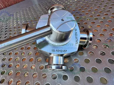 USED GE HEALTHCARE SALVI DN10 1015 4-WAY 316 VALVE 18-1012-57 W/1.2" SANITARY FITTING